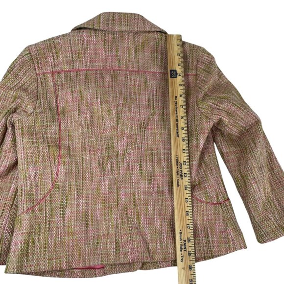 Sigrid Olsen 4P Two Piece Suit Pink Green Tweed Blazer Jacket & Skirt set - Picture 13 of 14